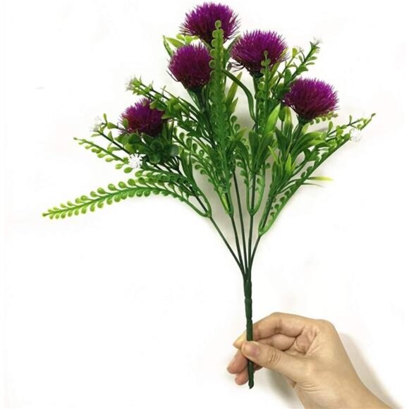 Artificial Dandelion Plants Decor, Fake Plastic Flowers Shrubs Bushes Grass - Picture 7 of 8